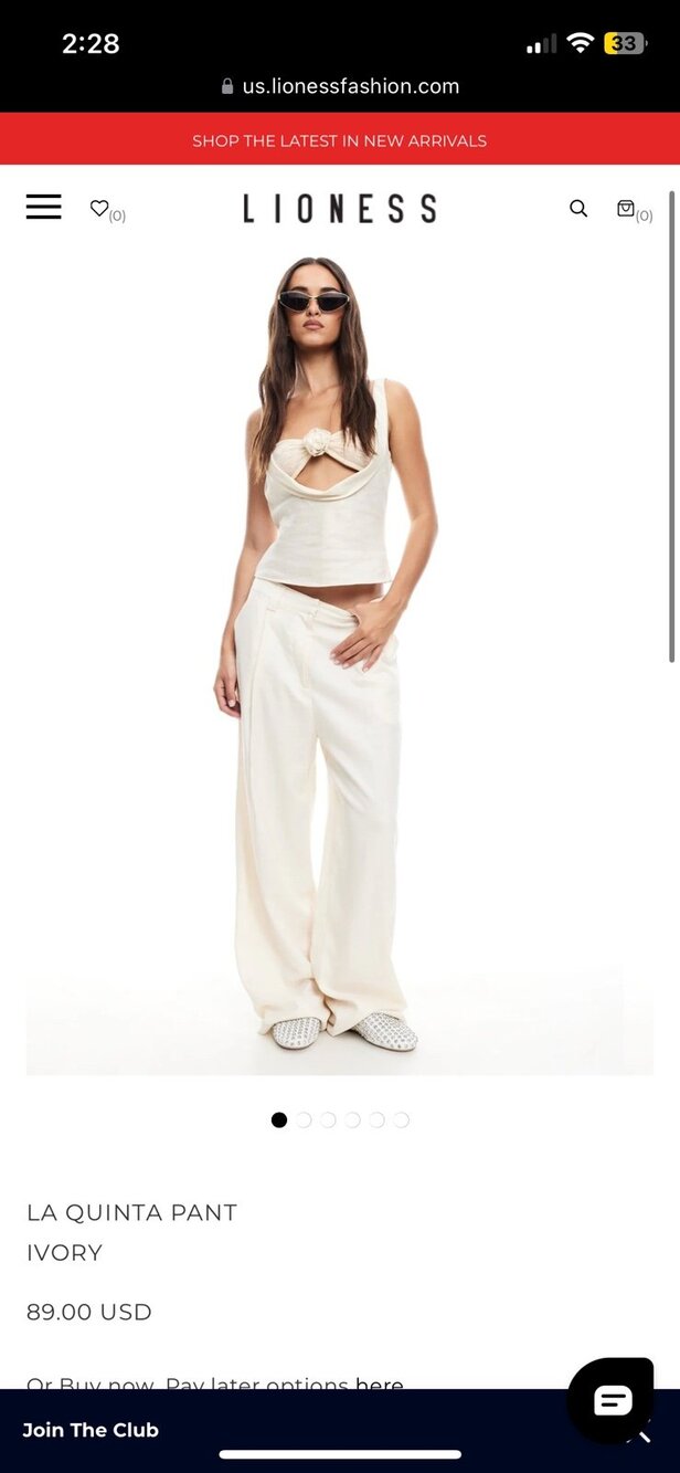 Lioness Cream linen Wide Leg Low Rise Trousers